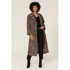 Victor Alfaro Collective Leopard Jacquard Outerwear Coat Medium